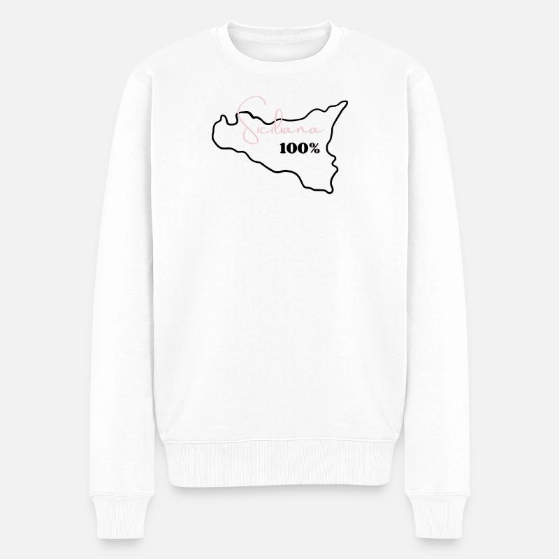 Siciliana 100% - Männer Premium Bio Pullover - Weiß
