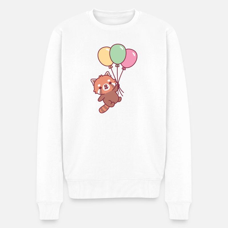 Mignons pandas roux et ballons - Pull Premium bio Homme - blanc