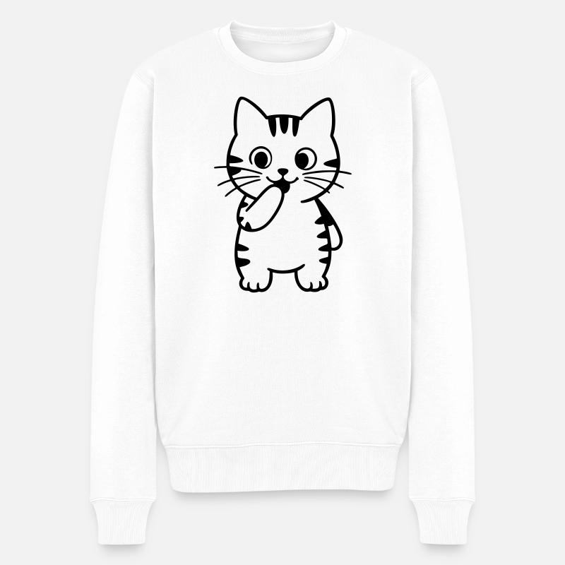 tigerkatze-steht-kontur - Männer Premium Bio Pullover - Weiß