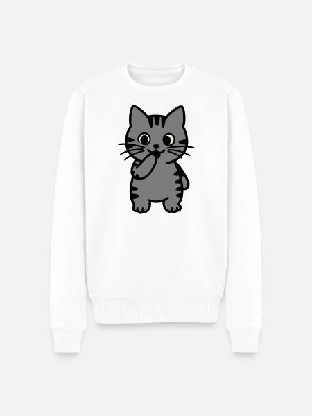 tigerkatze-steht-dreifarbig - Männer Premium Bio Pullover - Weiß