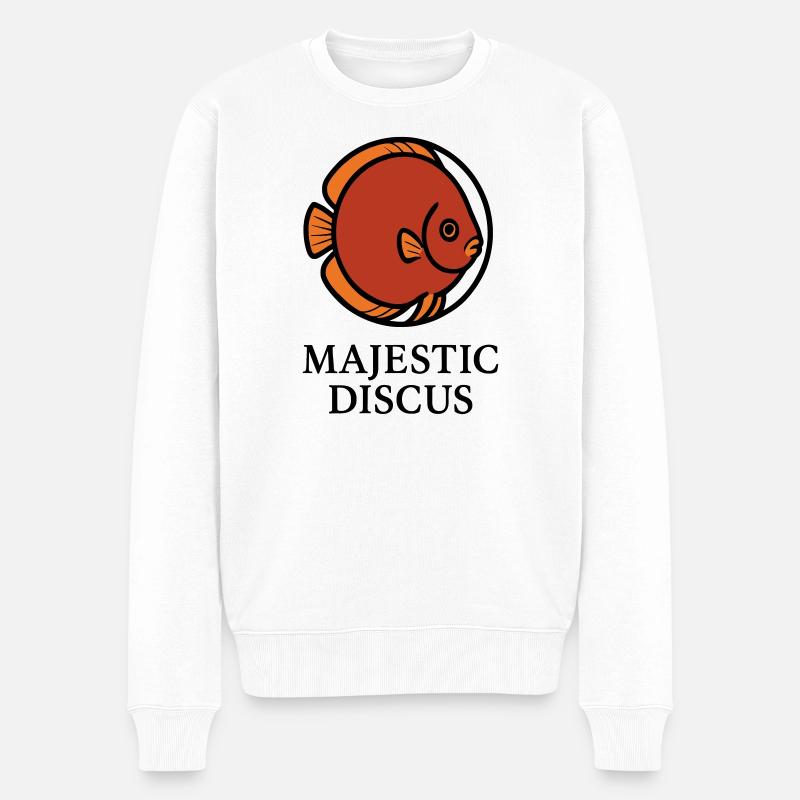 Logo Majestueux Poisson Discus Circulaire - Pull Premium bio Homme - blanc
