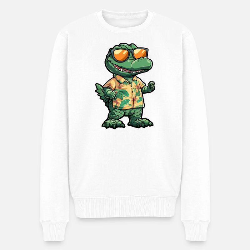 Aligator Comic Urlaub - Männer Premium Bio Pullover - Weiß
