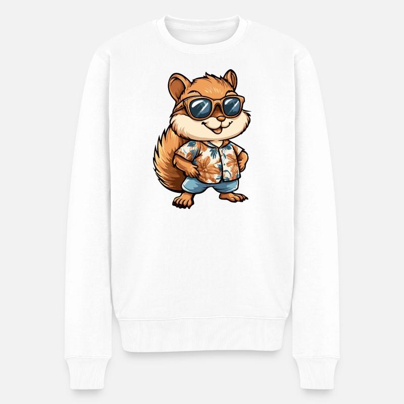 Vacances de bandes dessinées Squirrel - Pull Premium bio Homme - blanc