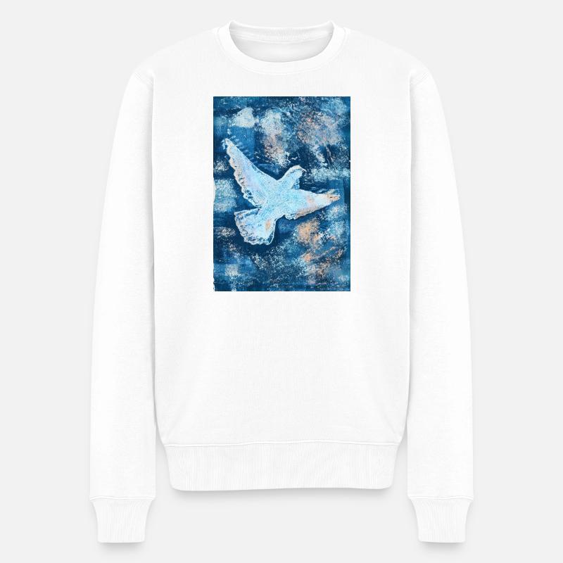 Oiseau bleu en vol - Pull Premium bio Homme - blanc