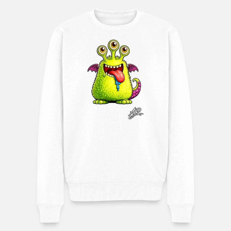 Monstre vert à trois yeux - Pull Premium bio Homme - blanc