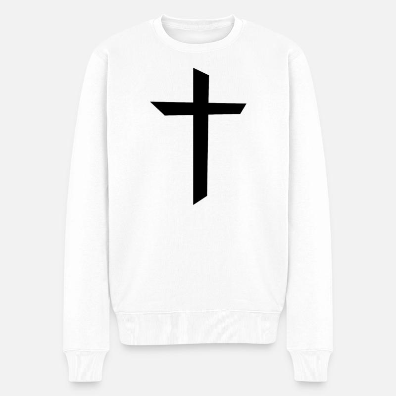 Christliches Kreuz - Männer Premium Bio Pullover - Weiß