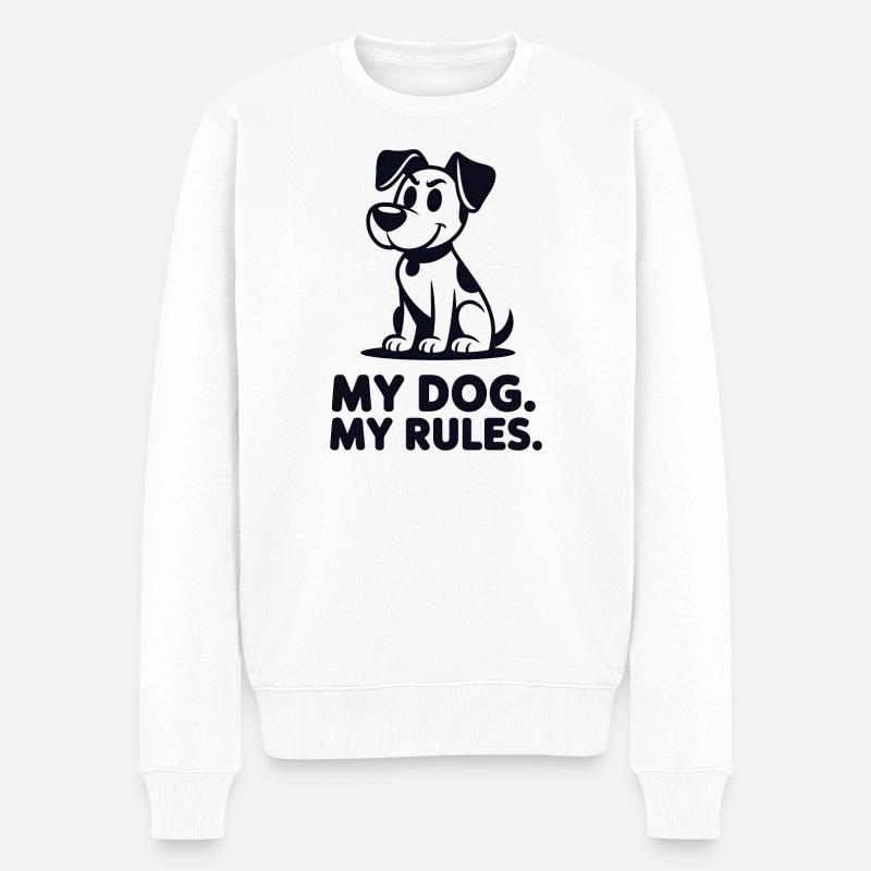 Motif du chien : Mes règles - Pull Premium bio Homme - blanc