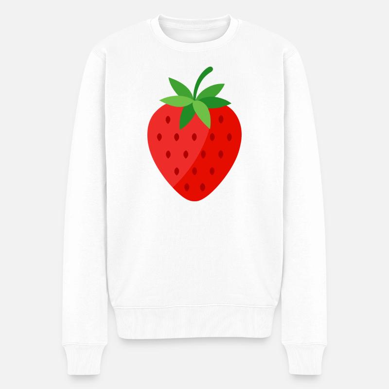 Erdbeere - Männer Premium Bio Pullover - Weiß