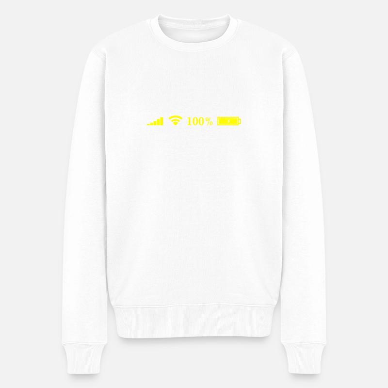 Batterie-Symbol - Männer Premium Bio Pullover - Weiß