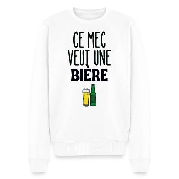 Ce mec veut une bière - Pull Premium bio Homme - blanc - Devant - Thijin (182cm)