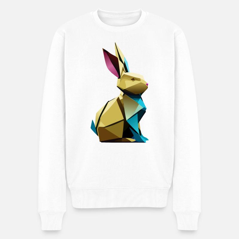 Lapin en origami - Pull Premium bio Homme - blanc