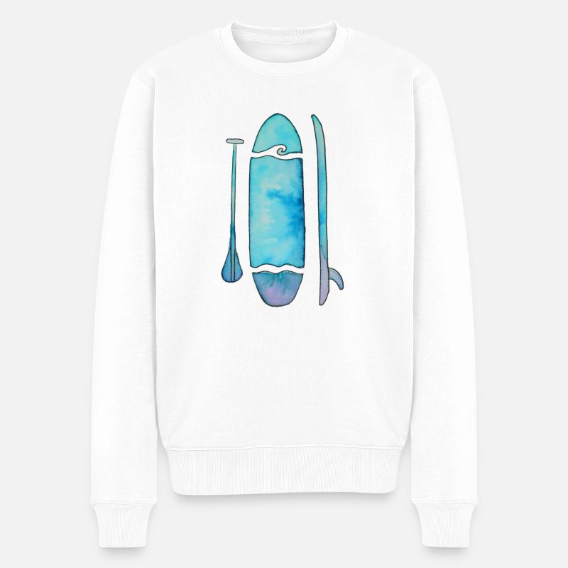 Stand Up Paddling Board SUP blau - Männer Premium Bio Pullover - Weiß