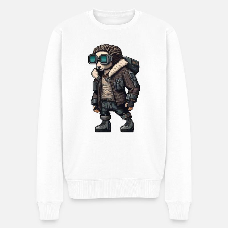 Cyber-Punk Schafe - Männer Premium Bio Pullover - Weiß