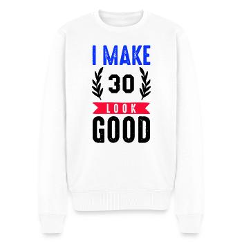 look good 30 - Männer Premium Bio Pullover - Weiß - Vorne - Thijin (182cm)