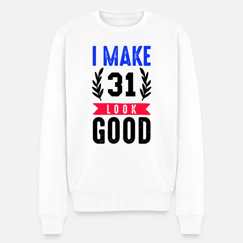 look good 31 - Männer Premium Bio Pullover - Weiß