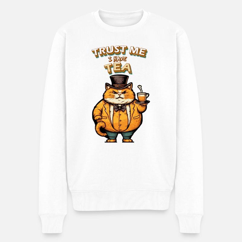 Vertrau mir Katzentee - Männer Premium Bio Pullover - Weiß