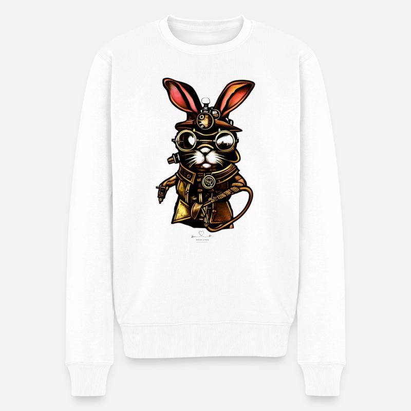Steamrabbitor - Männer Premium Bio Pullover - Weiß