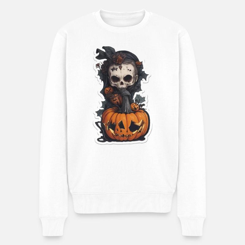 Helloween Kürbis Hexe - Männer Premium Bio Pullover - Weiß
