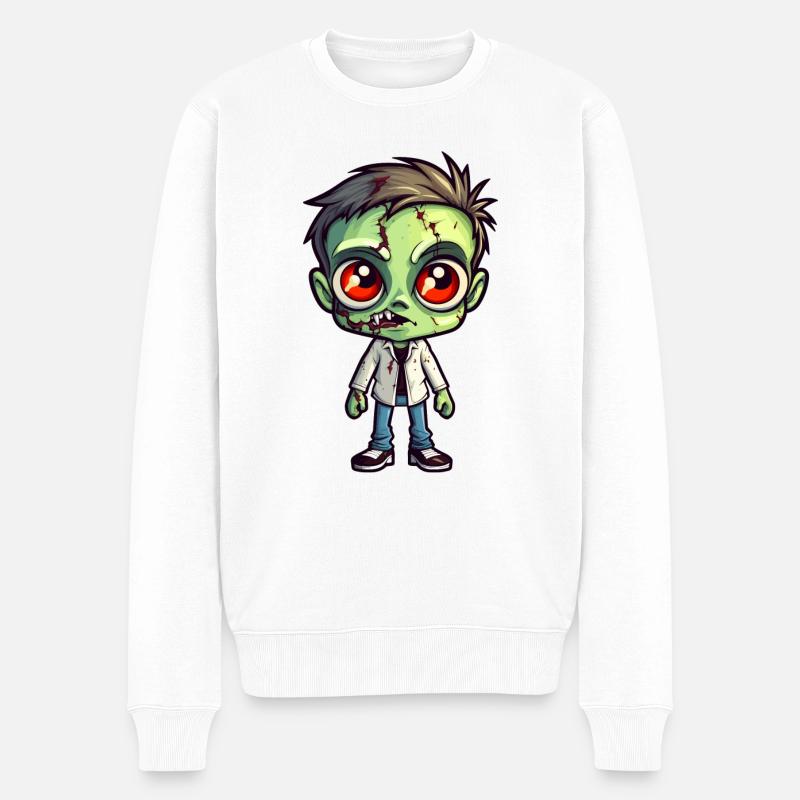 Zombie Junge Halloween Cartoon - Männer Premium Bio Pullover - Weiß