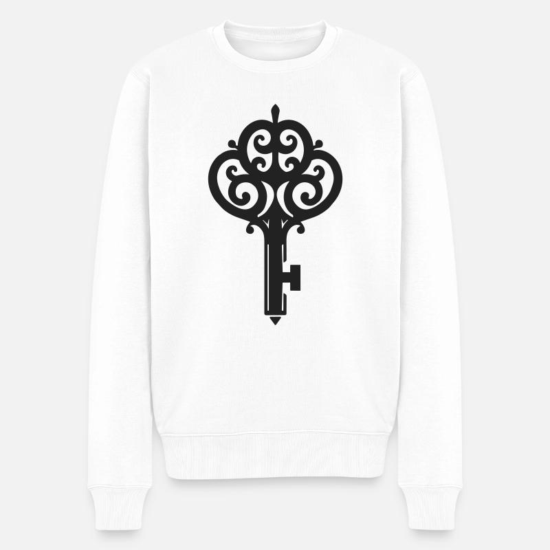 Eleganter Liebesschlüssel - Männer Premium Bio Pullover - Weiß