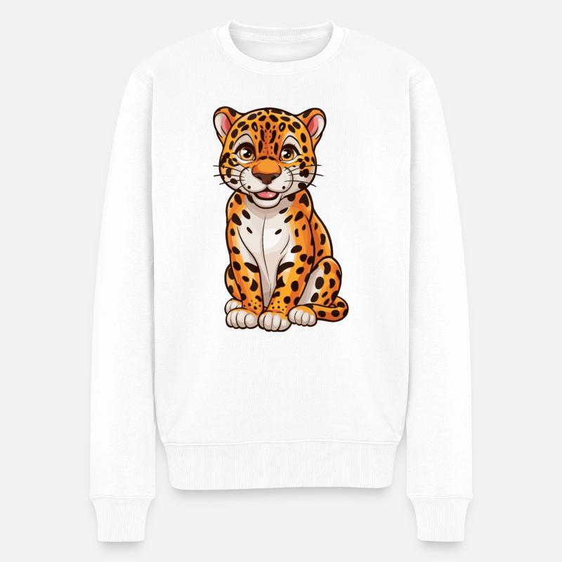 Niedlicher Leopard für Kinder - Männer Premium Bio Pullover - Weiß