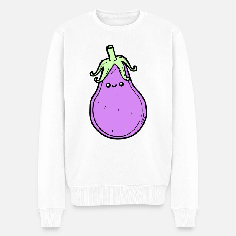 Eggy Eggplant - Männer Premium Bio Pullover - Weiß