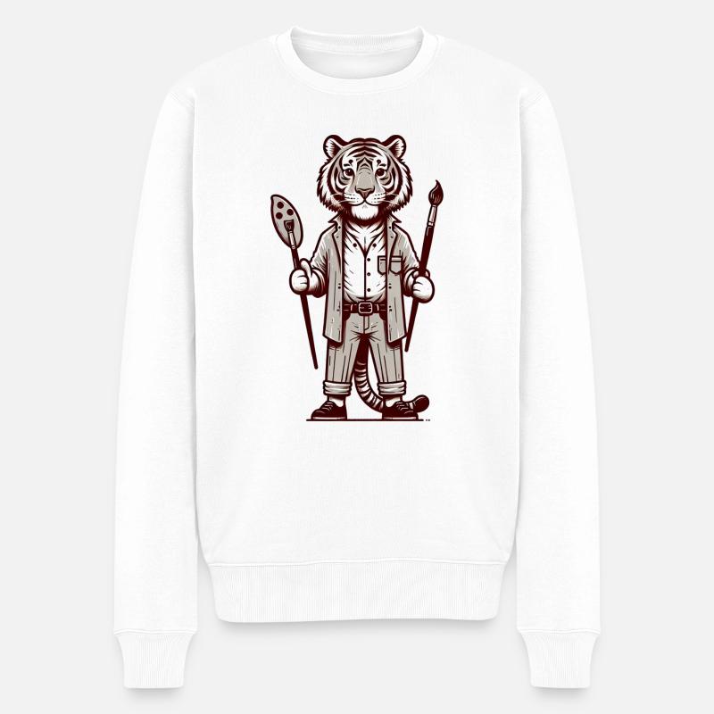 Artiste tigre mignon - Pull Premium bio Homme - blanc