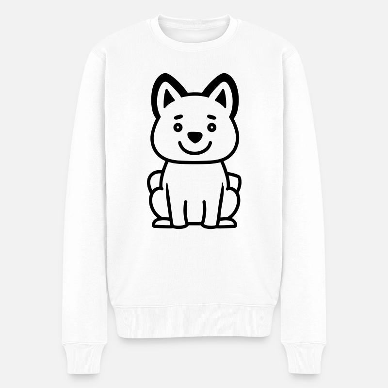 Hund - Männer Premium Bio Pullover - Weiß