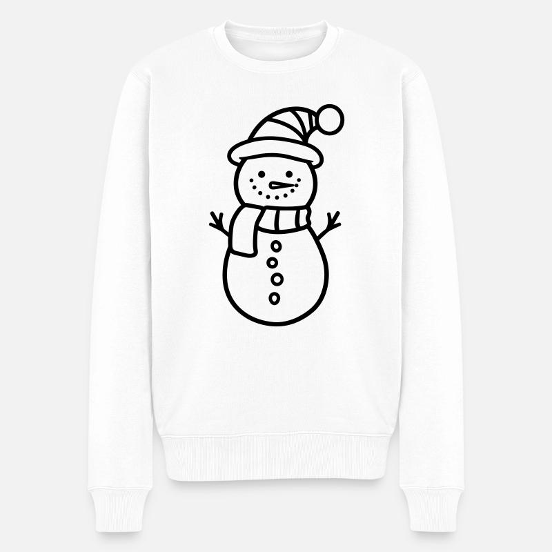 Schneemann - Männer Premium Bio Pullover - Weiß