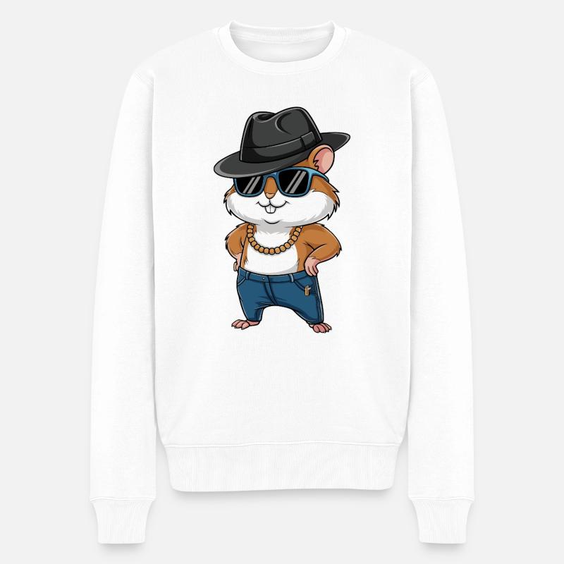 Coole Hamster Hamster Fan Sonnenbrille - Männer Premium Bio Pullover - Weiß