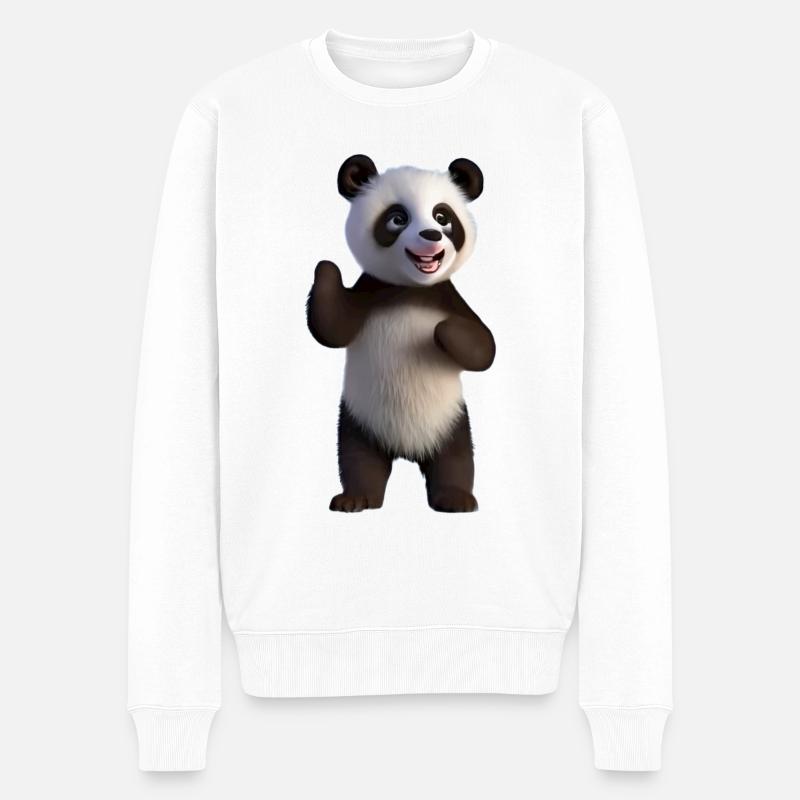 BABY PANDA STEHEND - Männer Premium Bio Pullover - Weiß