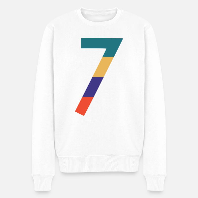 Die Zahl 7 - Männer Premium Bio Pullover - Weiß
