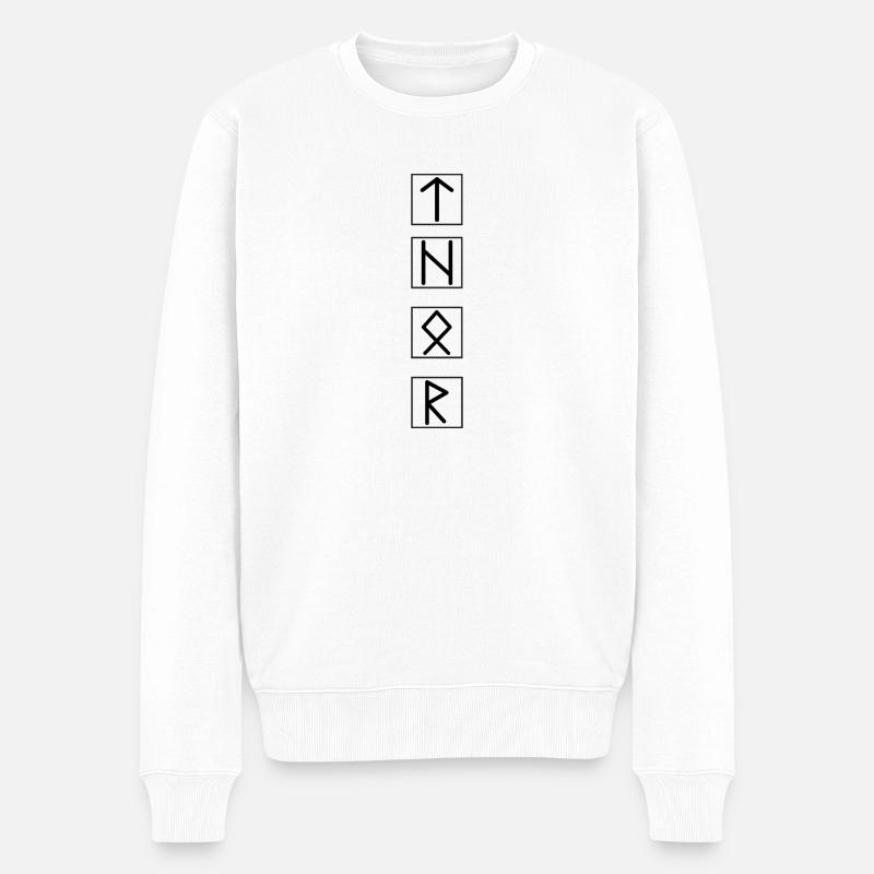 THOR Runensprache Schwarz - Männer Premium Bio Pullover - Weiß