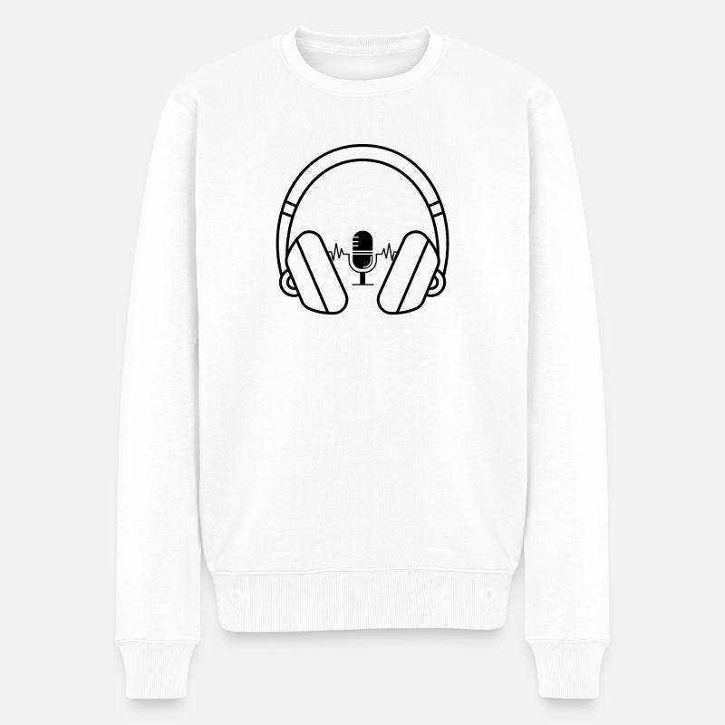 Kopfhörer Mikrofon Musik No Music on a Dead Planet - Männer Premium Bio Pullover - Weiß