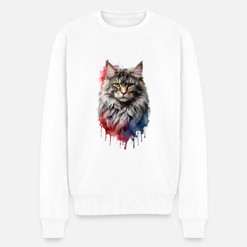 Norwegische Waldkatze - Männer Premium Bio Pullover - Weiß