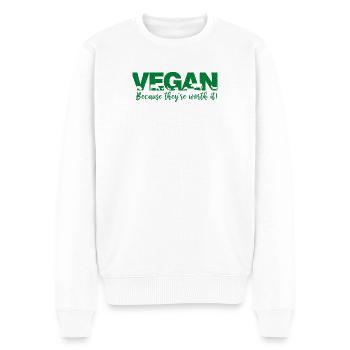 Vegan because they're worth it - Men's Premium Organic Jumper - white - Front - Thijin (182cm)