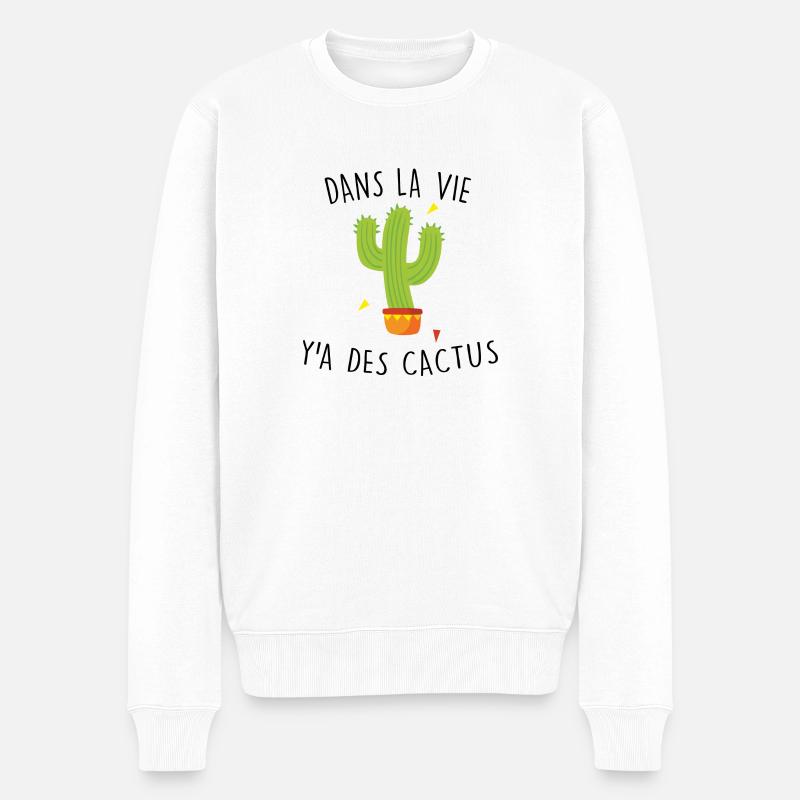 dans la vie y a des cactus - Pull Premium bio Homme - blanc