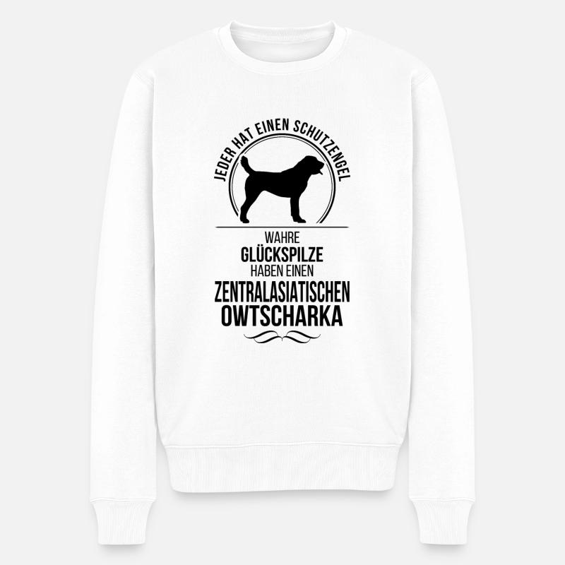ZENTRALASIATISCHER OWTSCHARKA Schutzengel Wilsigns - Männer Premium Bio Pullover - Weiß