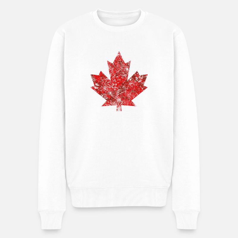 Canada Ahornblatt Maple Leaf Kanada Amerika Grunge - Männer Premium Bio Pullover - Weiß