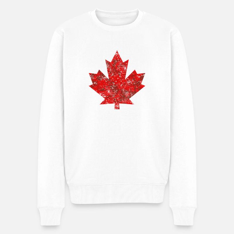 Canada Ahornblatt Maple Leaf Kanada Amerika Grunge - Männer Premium Bio Pullover - Weiß
