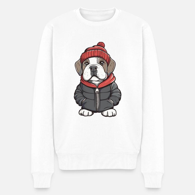 Mastiff Hund Winter - Männer Premium Bio Pullover - Weiß