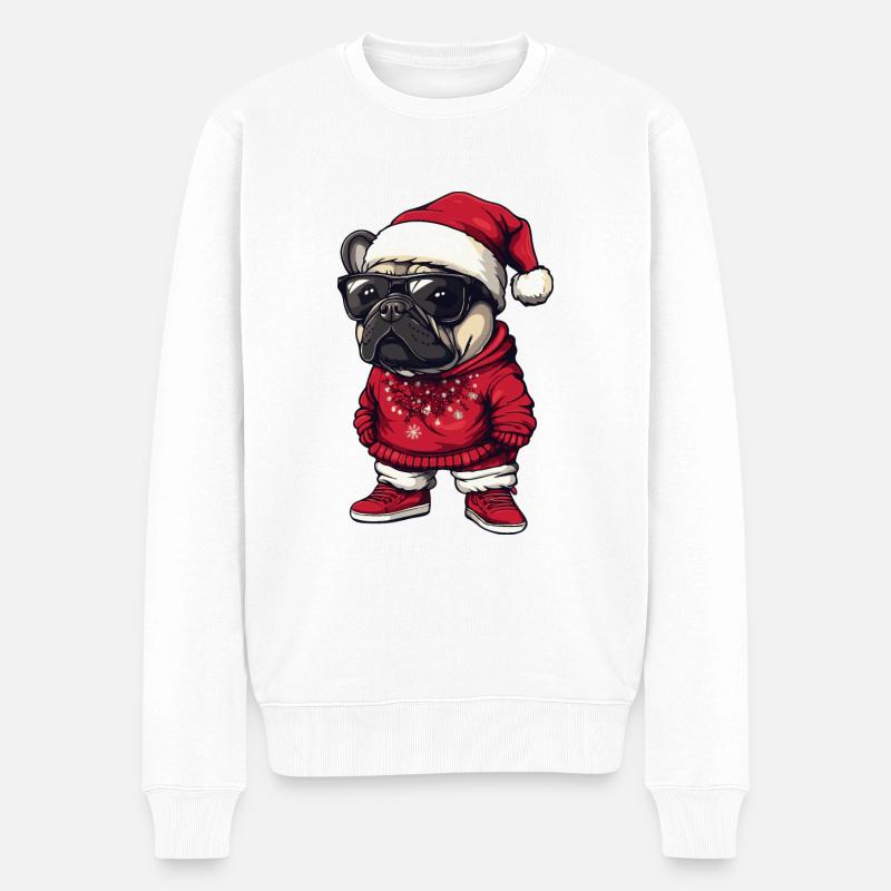 Bouledogue Français Chien Noël - Pull Premium bio Homme - blanc
