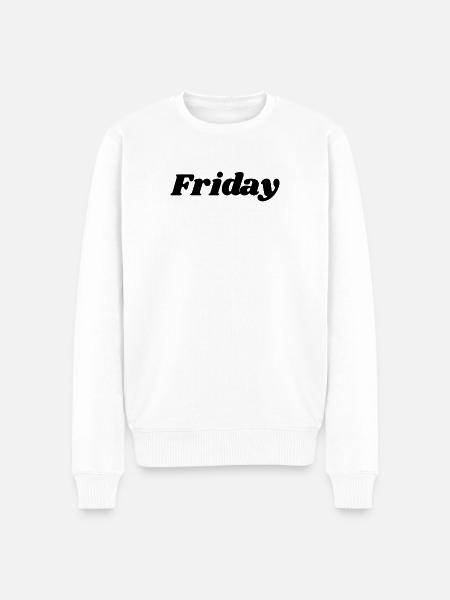 Vendredi – Lettrage noir - Pull Premium bio Homme - blanc