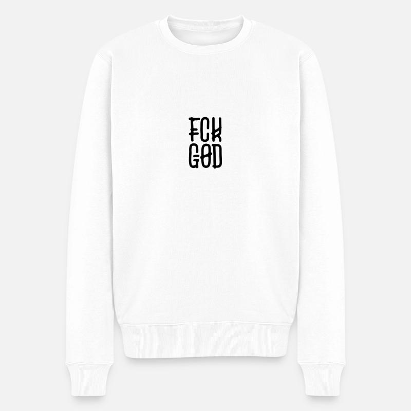 FCK GOD - Männer Premium Bio Pullover - Weiß