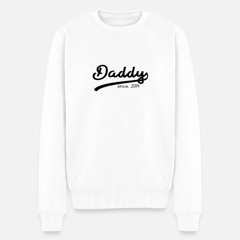 DADDY SINCE 2014 VATER PAPA GESCHENK VATERTAG - Männer Premium Bio Pullover - Weiß