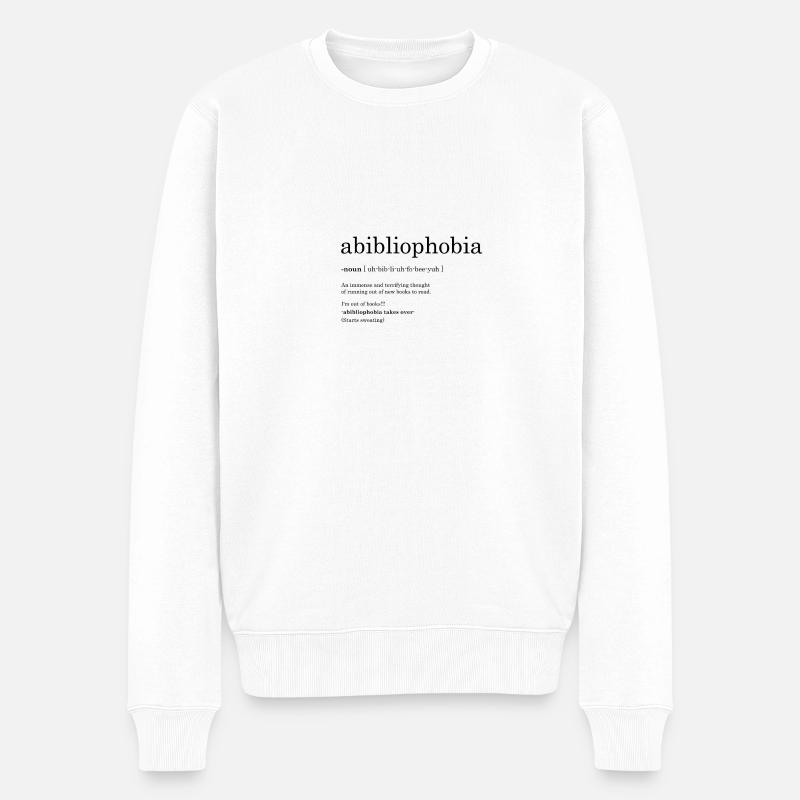 abibliophobia definition - Männer Premium Bio Pullover - Weiß