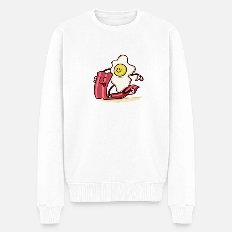 Ei reitet Bacon-Scheibe - Männer Premium Bio Pullover - Weiß