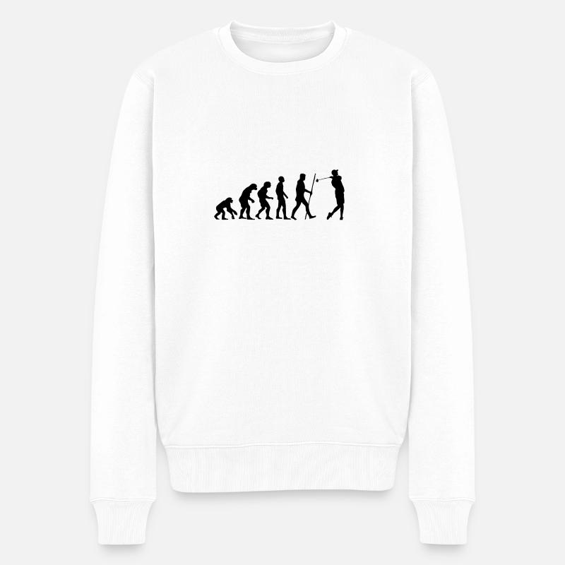 Evolution Golf als Geschenk - Männer Premium Bio Pullover - Weiß