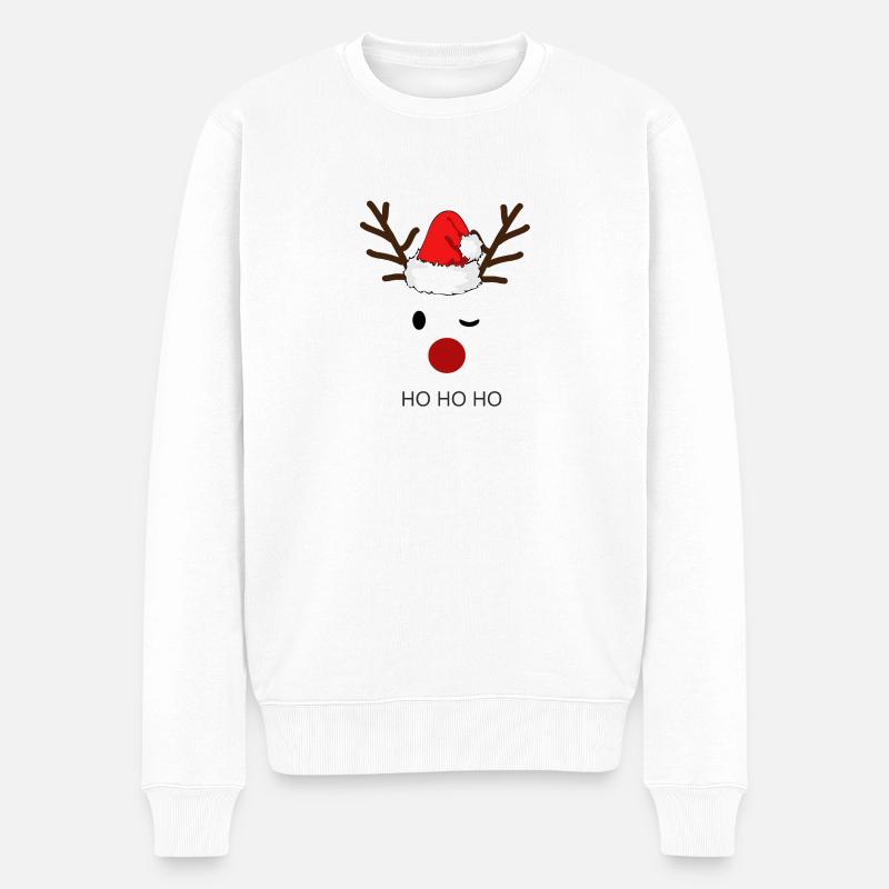 Reindeer Santa Hohoho - Männer Premium Bio Pullover - Weiß
