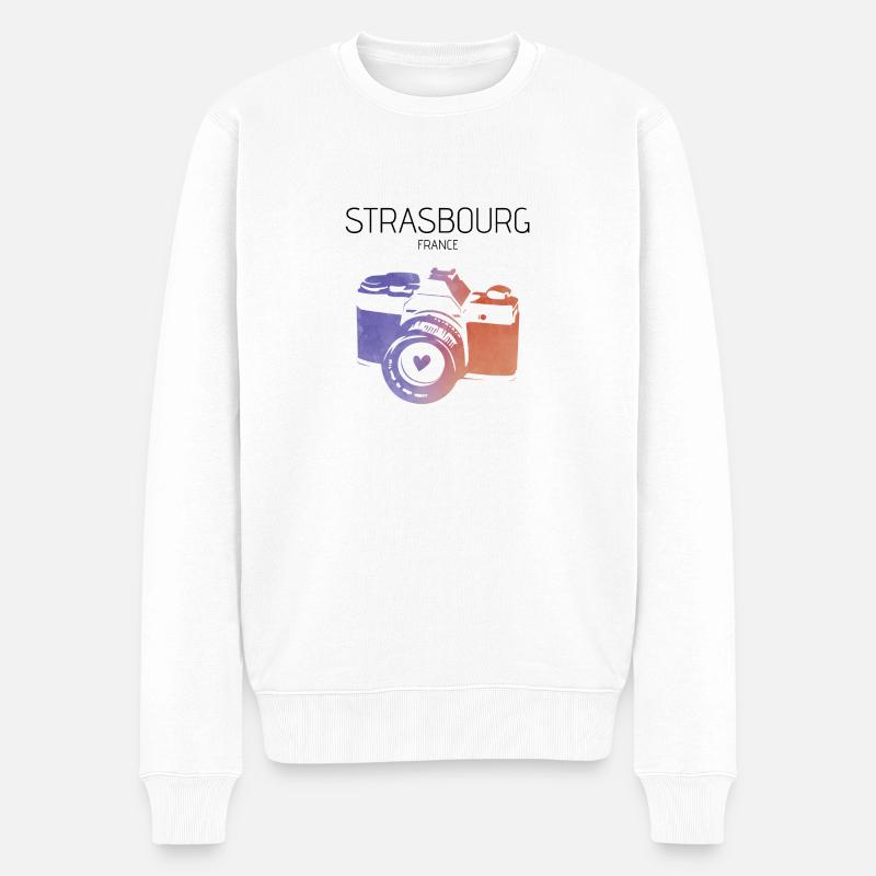 Kamera Strasbourg Frankreich - Männer Premium Bio Pullover - Weiß